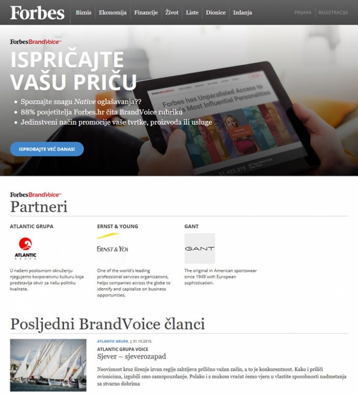 Forbes.hr - Brand voice page