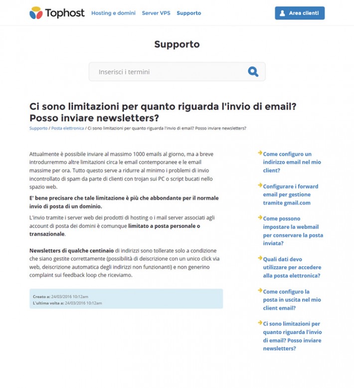 Tophost.it - Support article page